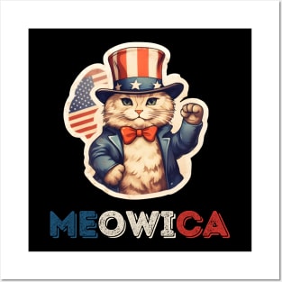Meowica  - Uncle Sam Cat USA Posters and Art